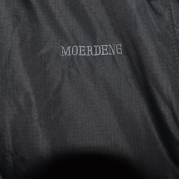 MOERDENG black & gray lined hoodred rain coat / jacket, size small - Picture 4 of 4